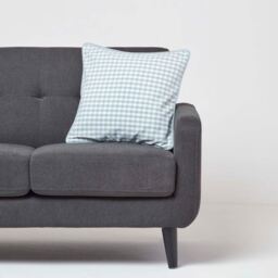 Cotton Gingham Check Cushion Cover - Blue / 45cm - thumbnail 2