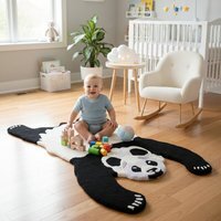 Kids Panda Rug - Black & White
