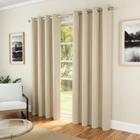 Pair of Supersoft Natural Plain Thermal Eyelet Curtains - Natural / 117cm / 183cm - image 1