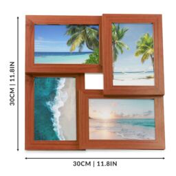 "Multi Picture Aperture 6"" x 4"" Photo Frame Wood  - Brown" - thumbnail 3