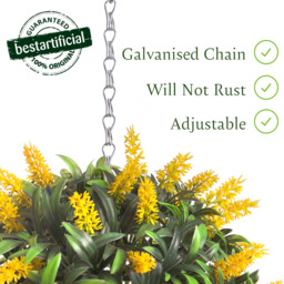 Best Artificial 24cm Yellow Lush Lavender Hanging Basket Flower Topiary Ball - Yellow - thumbnail 3