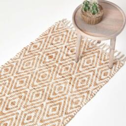 Homescapes Sierra Neutral Diamond Pattern Hemp Chindi Rug - Natural / 200cm - thumbnail 3