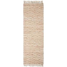 Homescapes Sierra Neutral Diamond Pattern Hemp Chindi Rug - Natural / 200cm - thumbnail 4