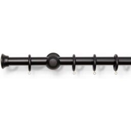 28 mm Wooden Curtain Poles Fixed Length - Black / 150cm - thumbnail 2
