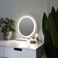 Lucille Hollywood Round Vanity Mirror with Halo LED Light - White / Standard - image 1