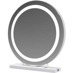 Lucille Hollywood Round Vanity Mirror with Halo LED Light - White / Standard - thumbnail 5