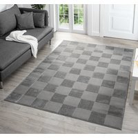Vellure Modern Indoor Living Room Area Rug Embossed Metallic Sheen Grid Design - Grey / 290cm - image 1