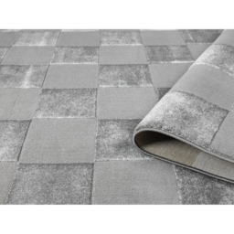 Vellure Modern Indoor Living Room Area Rug Embossed Metallic Sheen Grid Design - Grey / 290cm - thumbnail 5