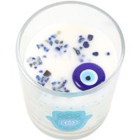 Hand of Hamsa White Rose Candle with Crystals Spiritual Sanctuary Gift - White - thumbnail 1