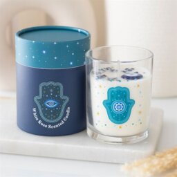 Hand of Hamsa White Rose Candle with Crystals Spiritual Sanctuary Gift - White - thumbnail 3