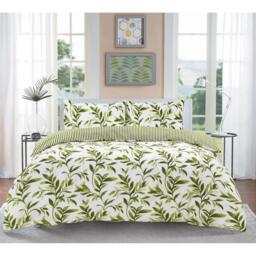 Watercolour Leaves Duvet Cover Set - Green / Single - thumbnail 2