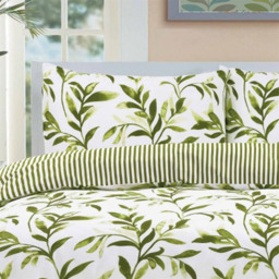 Watercolour Leaves Duvet Cover Set - Green / Single - thumbnail 3