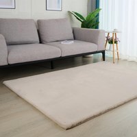 Deluxe Rabbit Faux Fur Rug  - Biscuit / 140cm - thumbnail 1