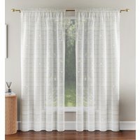 Pair of Lima Gold Metallic Lurex Striped Sheer Voile Panels - Gold / 137cm