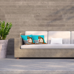 Sloth Animal Office Worker Pop Art Retro Outdoor Cushion - Blue / 60cm - thumbnail 2