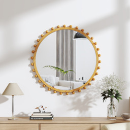 Pine Wood Wall-Mounted Decorative Mirror - Natural Wood Colour / 79cm - thumbnail 5