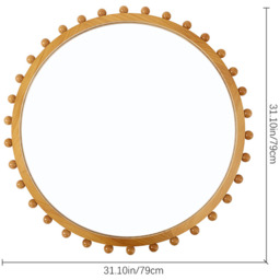 Pine Wood Wall-Mounted Decorative Mirror - Natural Wood Colour / 79cm - thumbnail 4