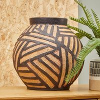 Dusk Taupe Medium Ribbed Ceramic Vase - magnesia 45%,inoragnic resin 30%,fiberglass 25%