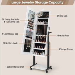 Angle-Adjustable Jewellery Armoire - White - thumbnail 2