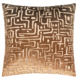Soren Cut Velvet Abstract Cushion - Brown / Polyester - thumbnail 2