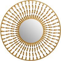 Zelma Champagne Finish Ridged Wall Mirror - Gold