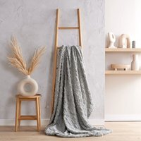 Cable Knit Fleece Throw - Silver - image 1