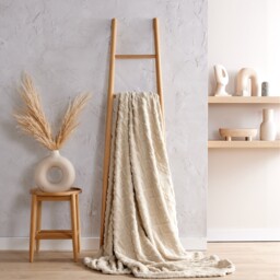 Cable Knit Fleece Throw - Silver - thumbnail 2