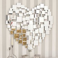 MirrorOutlet Large Beautiful Modern Heart Shape Venetian Wall Mirror - Silver