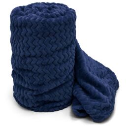 Snug Soft Chevron Patterned Blanket Mink Throw  - Navy / 127x152 - thumbnail 4