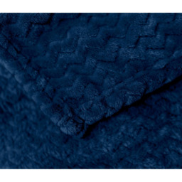 Snug Soft Chevron Patterned Blanket Mink Throw  - Navy / 127x152 - thumbnail 3