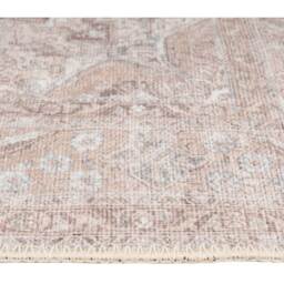 Neutral Beige Distressed Traditional Medallion Non Slip Washable Area Rug - Beige / 150 x 80cm - thumbnail 4
