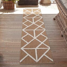 Harper Prism Pattern Water Resistant Garden Rug Indoor Outdoor Area Rugs - Cream / 80cm - thumbnail 5