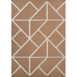 Harper Prism Pattern Water Resistant Garden Rug Indoor Outdoor Area Rugs - Cream / 80cm - thumbnail 3