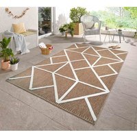 Harper Prism Pattern Water Resistant Garden Rug Indoor Outdoor Area Rugs - Cream / 80cm - thumbnail 1