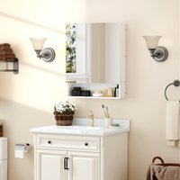 kleankin Wall Mount Medicine Cabinet with Mirror and Adjustable Shelf - White - image 1