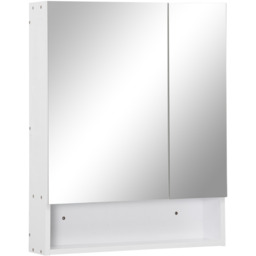 kleankin Wall Mount Medicine Cabinet with Mirror and Adjustable Shelf - White - thumbnail 2