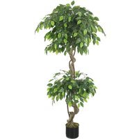 150cm Artificial Twisted Ficus Tree In Plastic Pot - Green