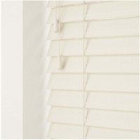 Smooth Finish Faux Wood Venetian Blinds with Strings 120cm Drop - Misty White  / 60cm
