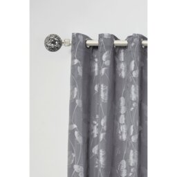 16-19mm Mirrored Extendable Eyelet Metal Curtain Pole Set - Satin Silver / 120cm - thumbnail 3