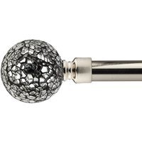 16-19mm Mirrored Extendable Eyelet Metal Curtain Pole Set - Satin Silver / 120cm