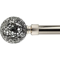 16-19mm Mirrored Extendable Eyelet Metal Curtain Pole Set - Satin Silver / 120cm - thumbnail 2