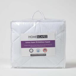 Luxury Extra Thick 500 GSM Cotton Mattress Topper - White / Superking - thumbnail 2