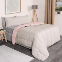 Coverless 10.5 Tog Soft Duvet Set - Blush/Silver / 3cm / Double / Machine Washable