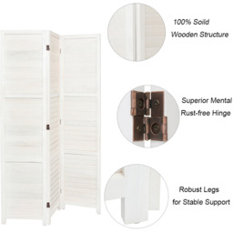 Elegant Solid Wood Room Divider - White / 120cm / 5kg - thumbnail 4