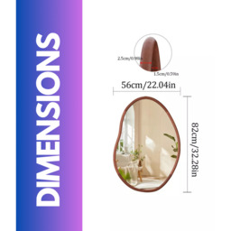 Small Irregular Wooden Vanity Wall Mirror for Bedroom Living Room - Natural Brown - thumbnail 2