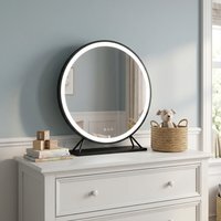 Round Standing Hollywood LED Mirror - Black