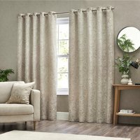Bali Jacquard Eyelet Curtain Pair - Natural / 117cm / 183cm