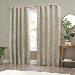 Bali Jacquard Eyelet Curtain Pair - Natural / 117cm / 183cm - thumbnail 4