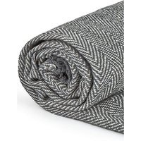 Herringbone Throw Over Blanket - Silver / 254cm / 178x254cm