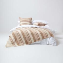 Homescapes Homescapes Cotton Striped Cushion Cover Morocco - Beige / 60cm - thumbnail 2